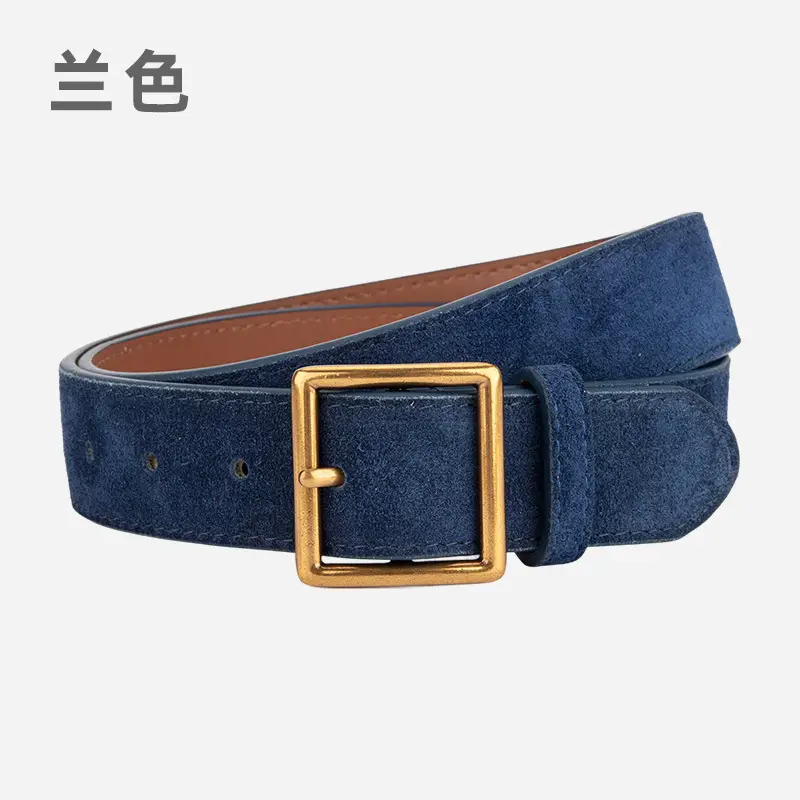 Women's Frosted Cowhide Belt with Gold Buckle, Maroon