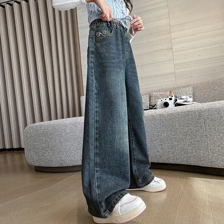 Girls' Jeans Autumn 2025 New Style Big Girl Loose Wide-Leg Pants Spring and Autumn Middle School Children's Pants - Image 4