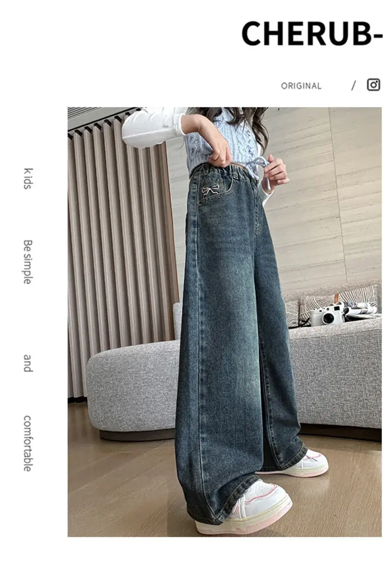 Girls' Jeans Autumn 2025 New Style Big Girl Loose Wide-Leg Pants Spring and Autumn Middle School Children's Pants — feature 12