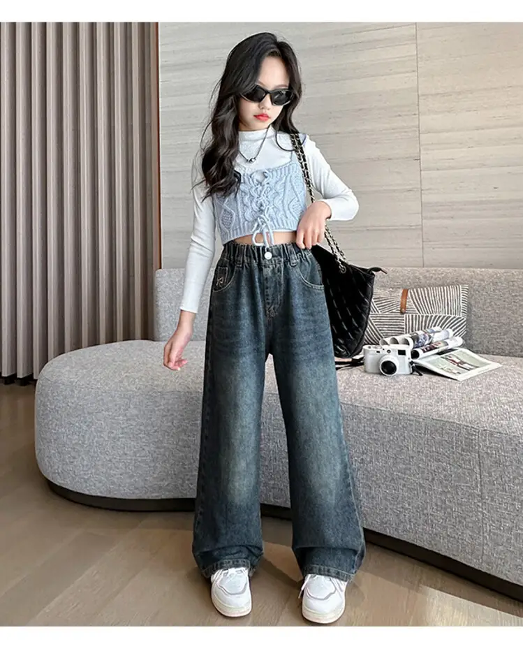 Girls' Jeans Autumn 2025 New Style Big Girl Loose Wide-Leg Pants Spring and Autumn Middle School Children's Pants — feature 14