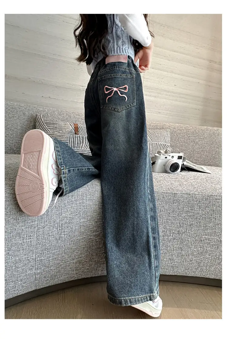 Girls' Jeans Autumn 2025 New Style Big Girl Loose Wide-Leg Pants Spring and Autumn Middle School Children's Pants — feature 17