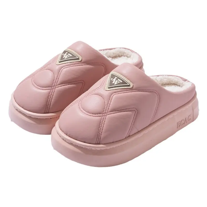 New Waterproof Cotton Slippers for Women in Autumn and Winter for Couples at Home Thick-Soled Non-Slip Fleece-Lined Warm and Comfortable Cotton Slippers for Men - Image 9