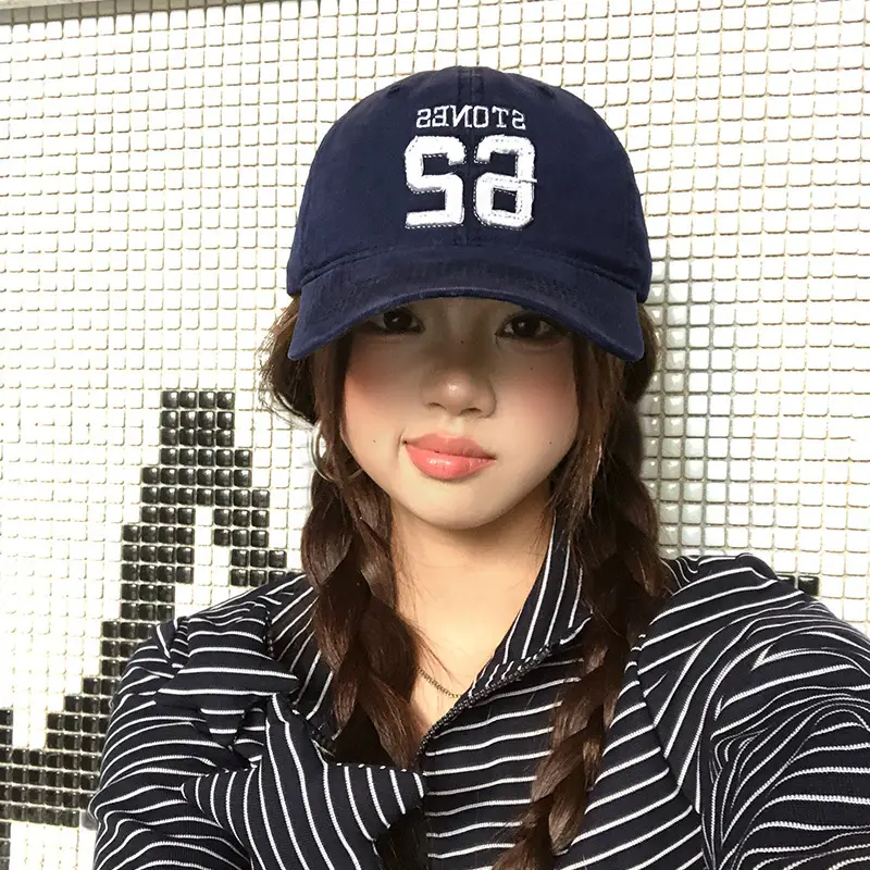 Women Baseball Cap 62 Number Wide Bristle Navy - Image 2