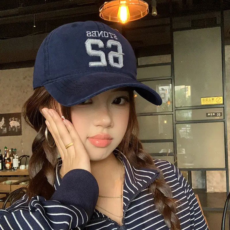Women Baseball Cap 62 Number Wide Bristle Navy - Image 4