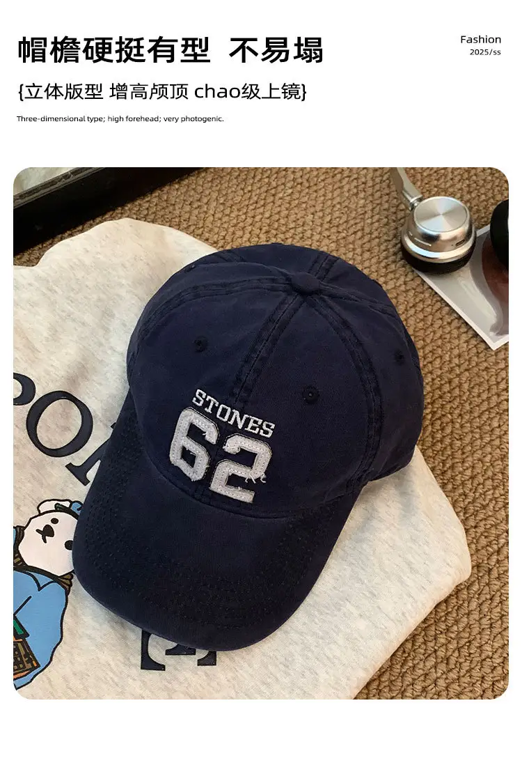 Women Baseball Cap 62 Number Wide Bristle Navy — feature 2