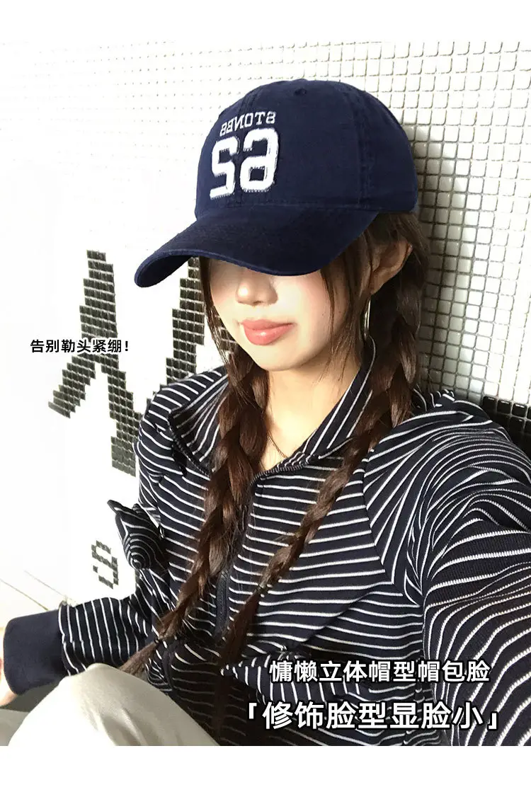 Women Baseball Cap 62 Number Wide Bristle Navy — feature 5