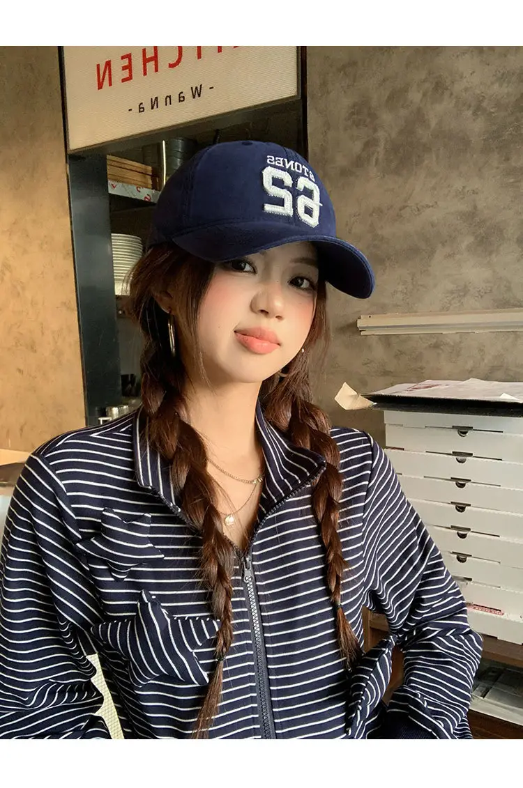 Women Baseball Cap 62 Number Wide Bristle Navy — feature 6
