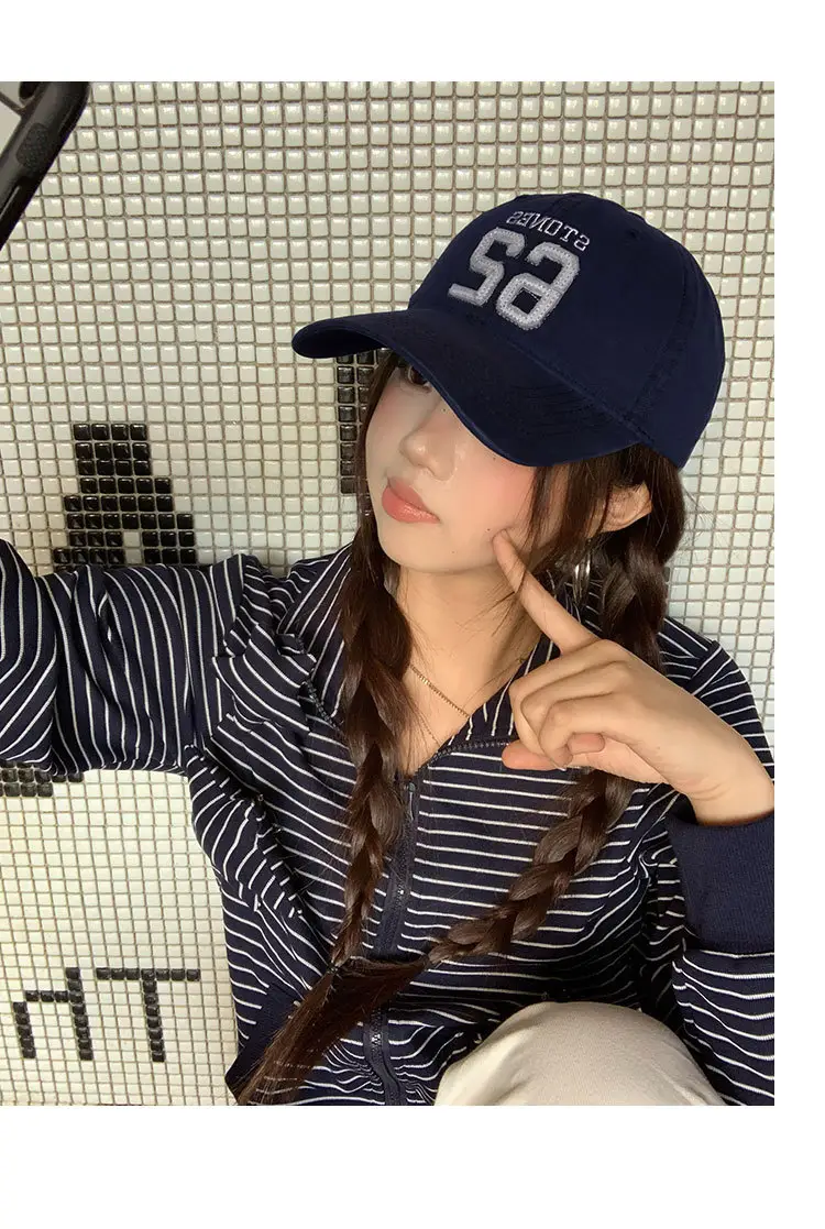Women Baseball Cap 62 Number Wide Bristle Navy — feature 9