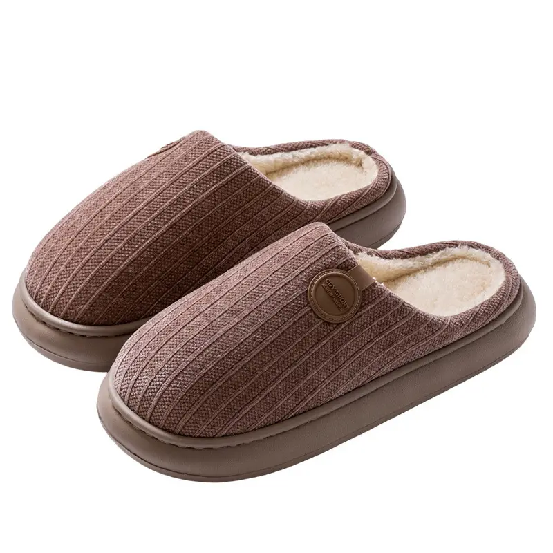 Men's Grey Cotton Slippers with Teddy Bear Decor - Image 17
