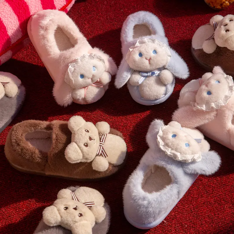 Covered Heel Cotton Slippers for Women in Autumn and Winter 2024 New Couples Outer Wear Home Use Fleece-Lined Warm Lolita Cotton Shoes for Men - Image 8