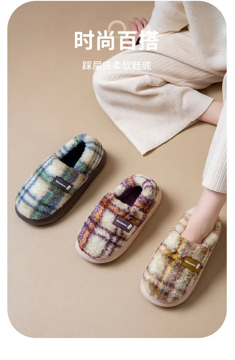 Fashion Cotton Slippers Winter 2025 New Women's Home Closed-Back Maternity Shoes Thickened Warm Non-Slip Plush Outdoor Wear — feature 10