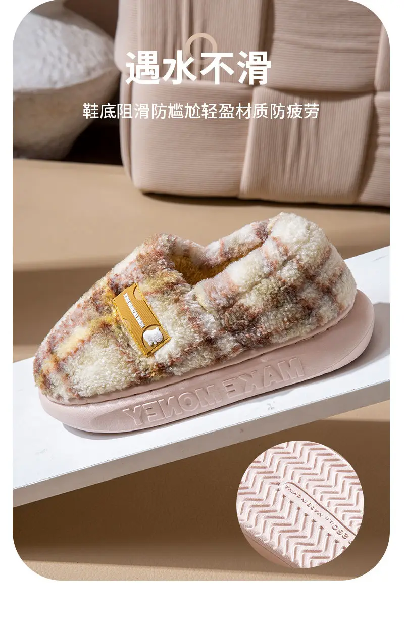 Fashion Cotton Slippers Winter 2025 New Women's Home Closed-Back Maternity Shoes Thickened Warm Non-Slip Plush Outdoor Wear — feature 12