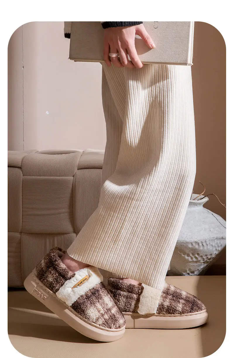 Fashion Cotton Slippers Winter 2025 New Women's Home Closed-Back Maternity Shoes Thickened Warm Non-Slip Plush Outdoor Wear — feature 5
