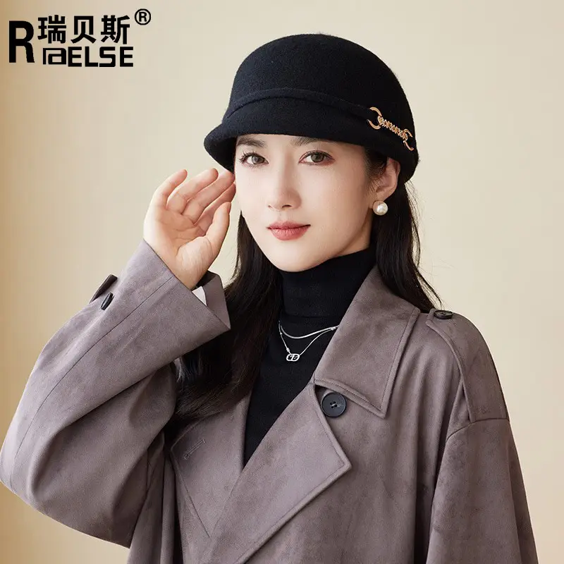 Women Wool Felt Cap Autumn Winter Warm - Image 7