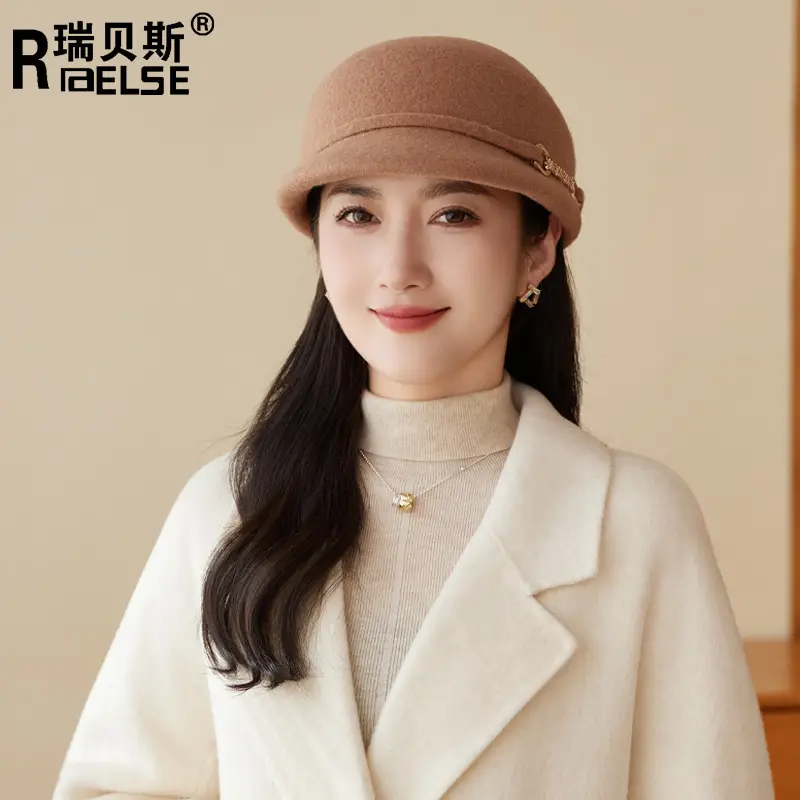 Women Wool Felt Cap Autumn Winter Warm - Image 9