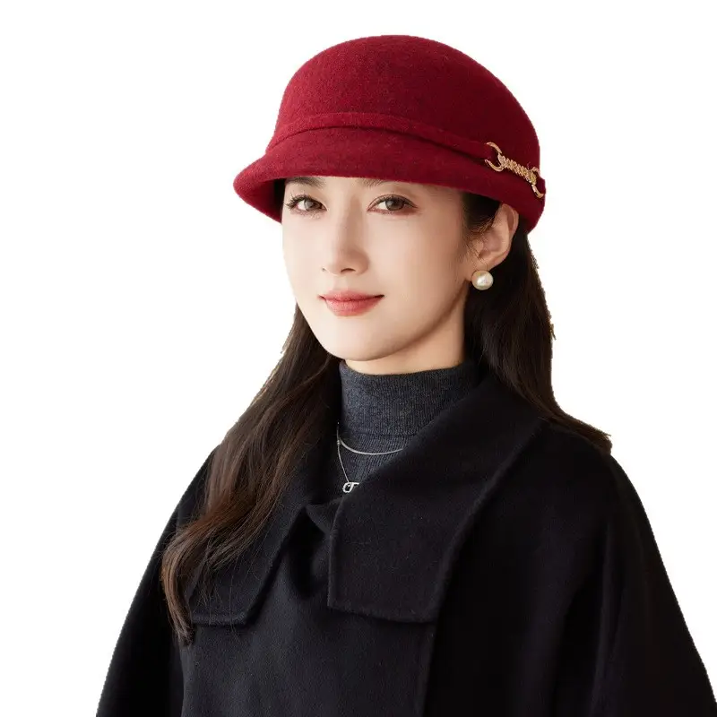 Women Wool Felt Cap Autumn Winter Warm - Image 11