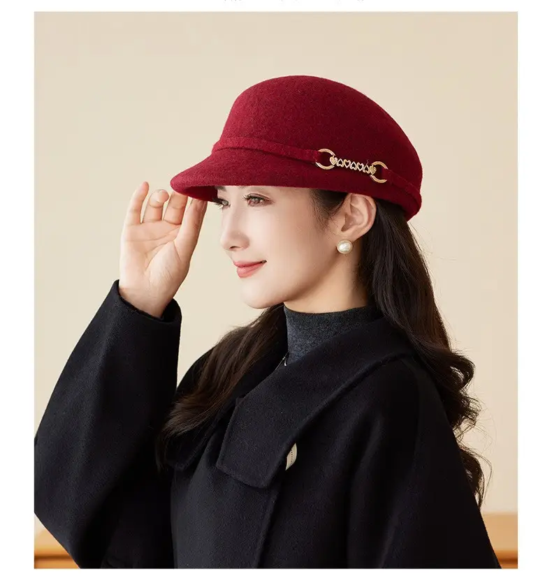 Women Wool Felt Cap Autumn Winter Warm — feature 13