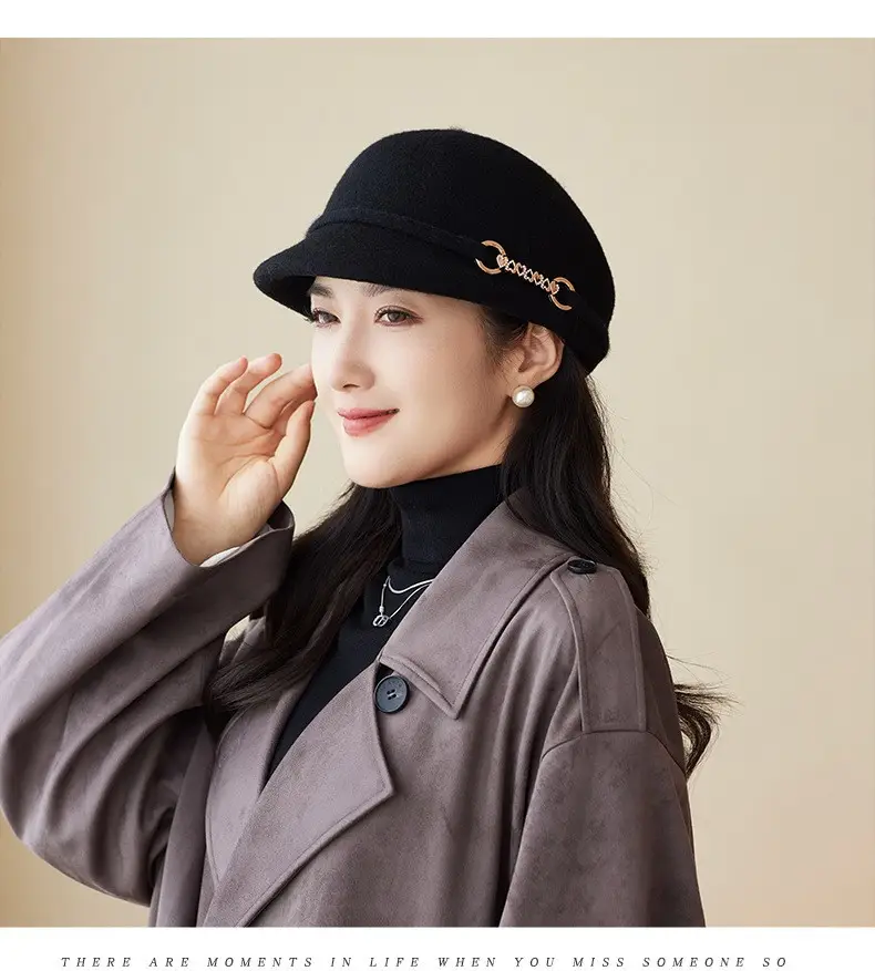 Women Wool Felt Cap Autumn Winter Warm — feature 15
