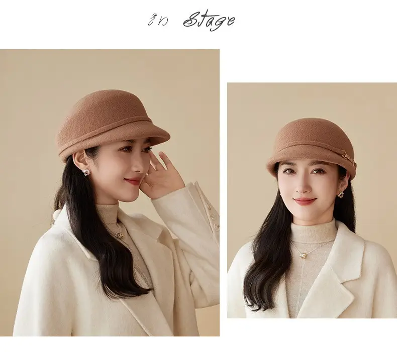 Women Wool Felt Cap Autumn Winter Warm — feature 17