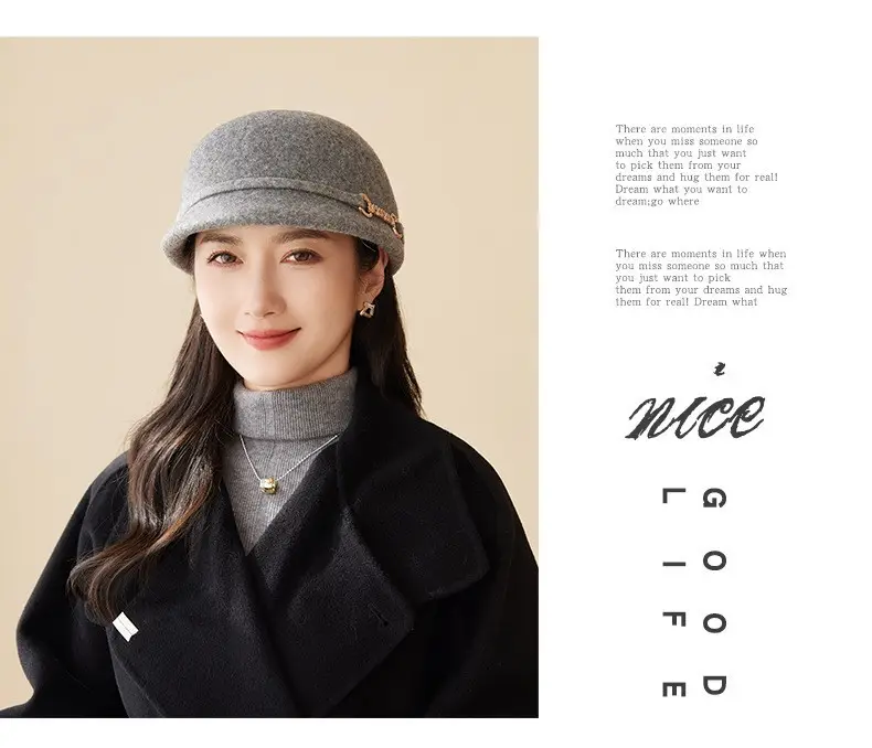 Women Wool Felt Cap Autumn Winter Warm — feature 19