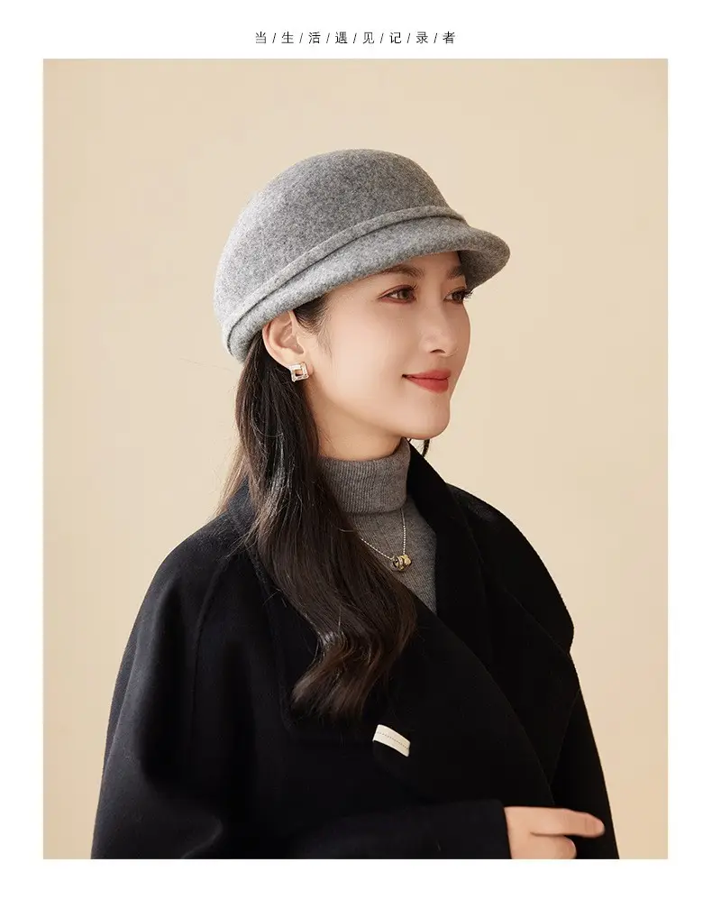 Women Wool Felt Cap Autumn Winter Warm — feature 21