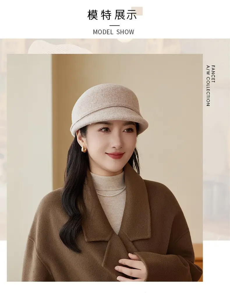 Women Wool Felt Cap Autumn Winter Warm — feature 7