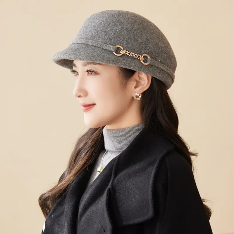 Women Wool Felt Cap Autumn Winter Warm - Image 2