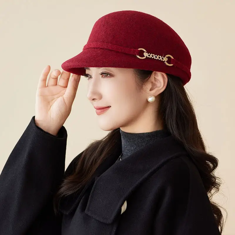 Women Wool Felt Cap Autumn Winter Warm - Image 3