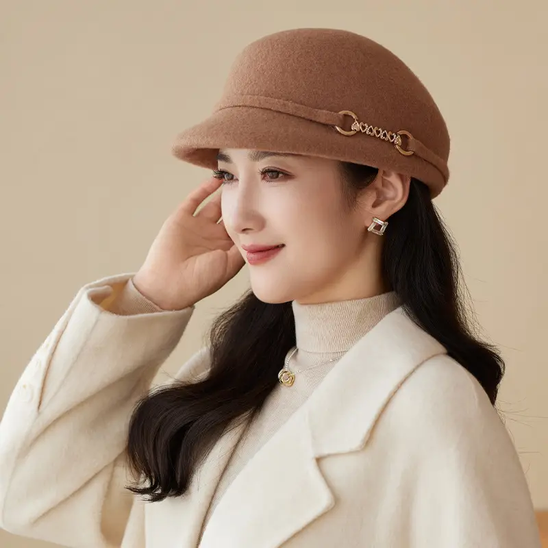 Women Wool Felt Cap Autumn Winter Warm - Image 4