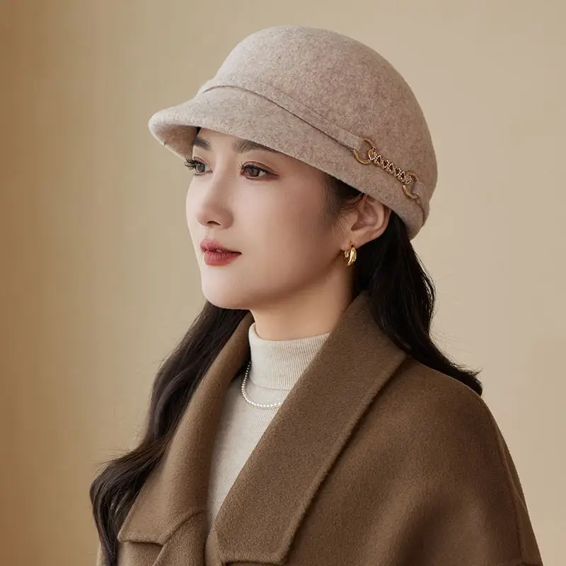 Women Wool Felt Cap Autumn Winter Warm - Image 5
