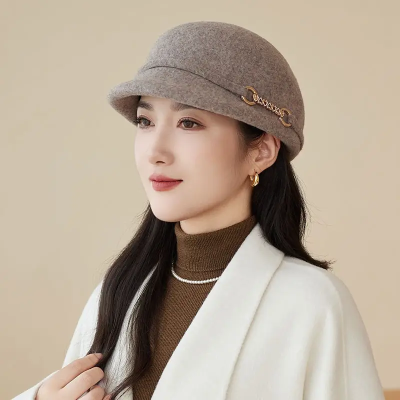 Women Wool Felt Cap Autumn Winter Warm - Image 6