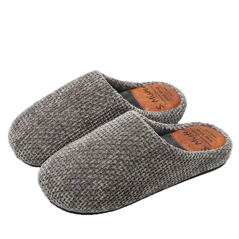 Green Cotton Slipper for Men Autumn Winter Warm Non-Slip