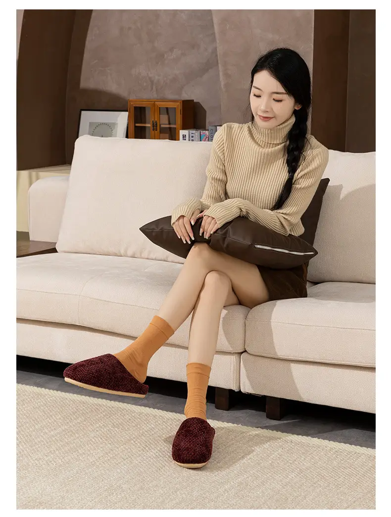 Green Cotton Slipper for Men Autumn Winter Warm Non-Slip — feature 15