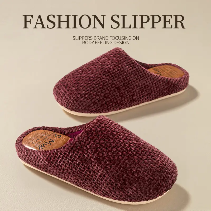 Green Cotton Slipper for Men Autumn Winter Warm Non-Slip
