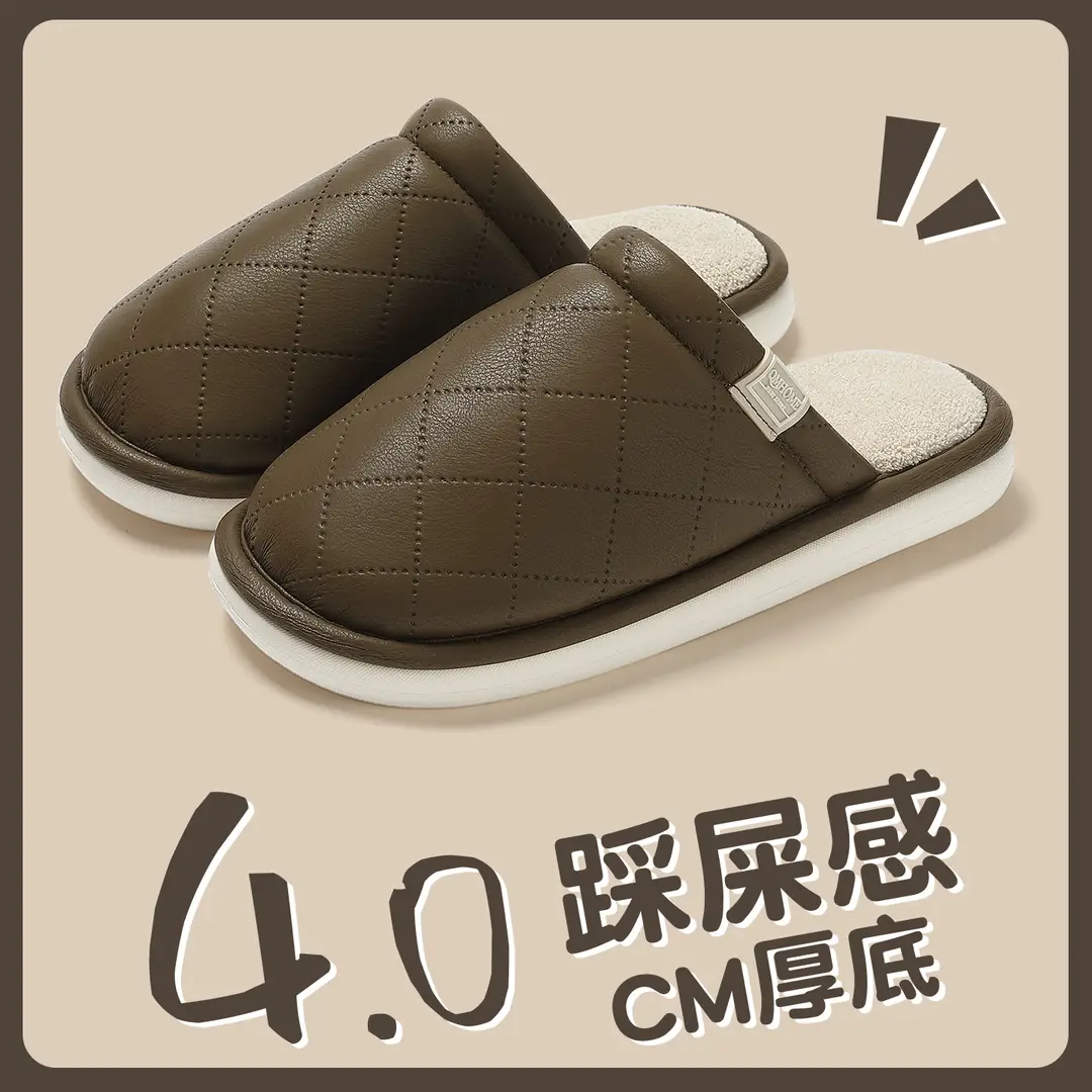 Cotton Slippers for Women in Autumn and Winter Indoor Home Household Thick-Soled Fleece-Lined Warm and Comfortable Plush Cotton Slippers for Men Wholesale - Image 5