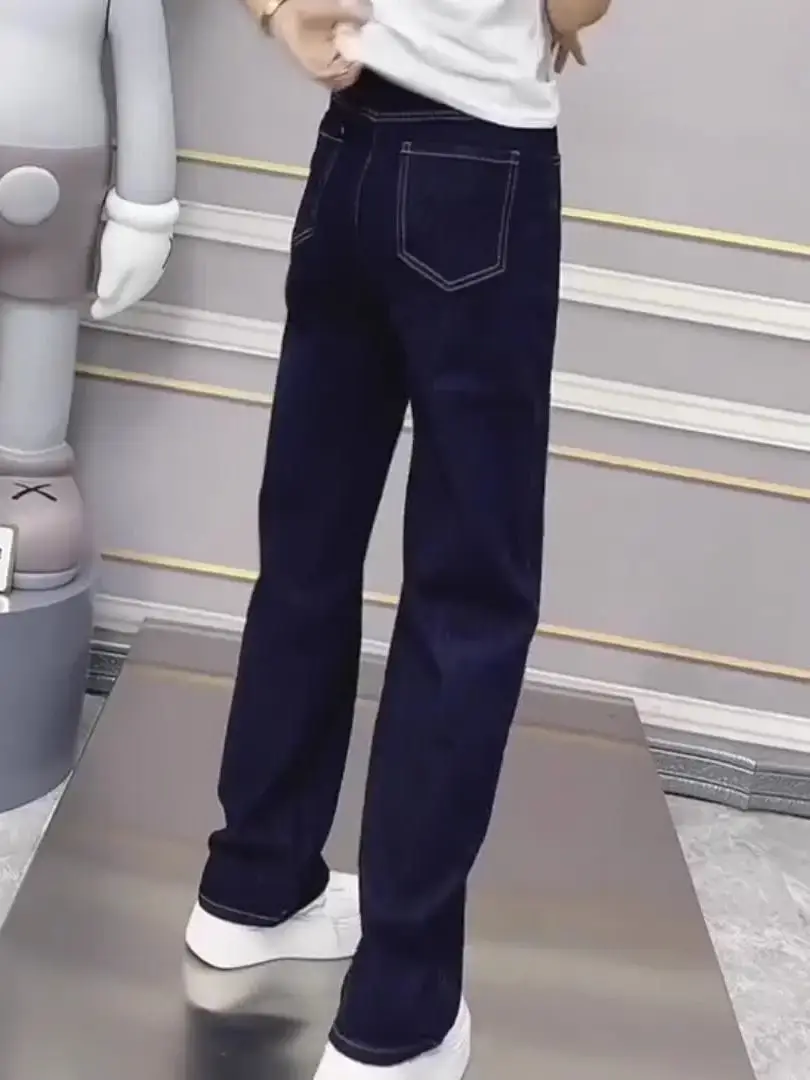 Dark Blue Stretch Slim Fit Jeans Large Size