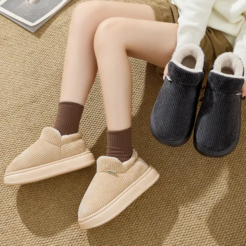 Women's Winter Indoor Plush Cotton Slippers with Heel, Warm, Non-Slip, Plush-Lined, Men's Winter Plush Cotton Shoes - Image 9