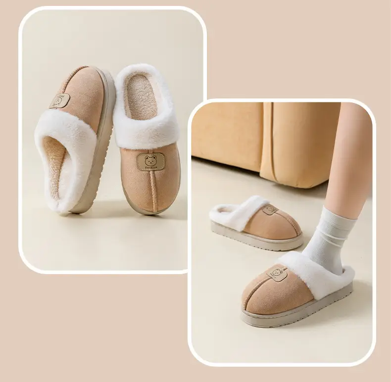 Autumn and Winter New Cotton Slippers for Women's Home Thick-Soled Plush Cotton Slippers Non-Slip Warm Couple Cotton Slippers for Men — feature 22