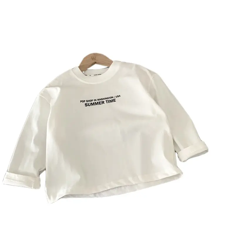 Children's White Long Sleeve T-Shirt & Grey Pants Set