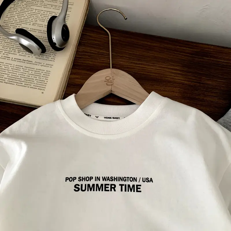 Children's White Long Sleeve T-Shirt & Grey Pants Set — feature 5