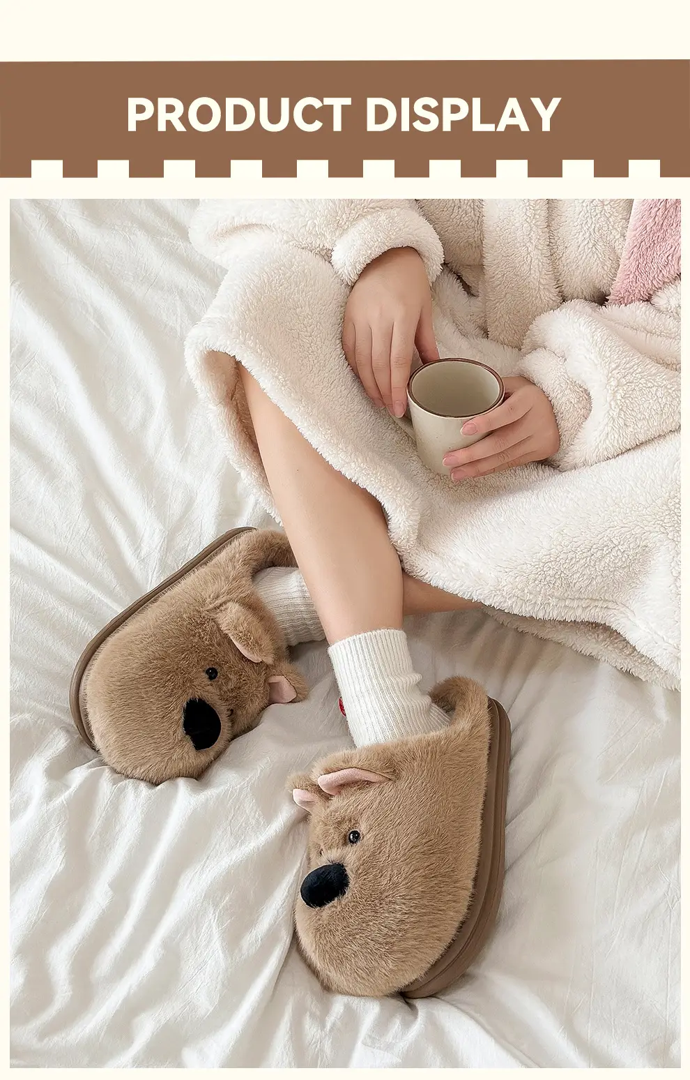 Cartoon Cotton Slippers for Women in Winter, Cute Puppy Home Indoor Plush Warm Ladies' Non-Slip Furry Slippers — feature 16