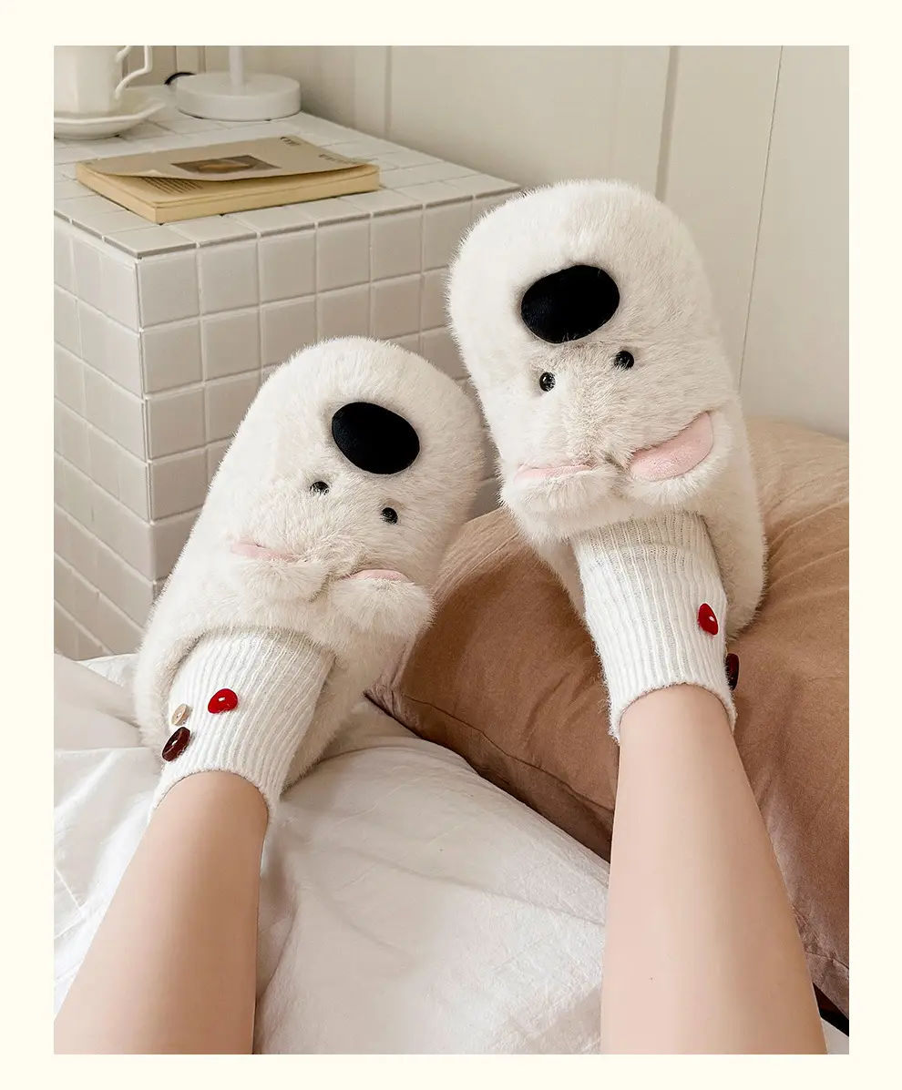 Cartoon Cotton Slippers for Women in Winter, Cute Puppy Home Indoor Plush Warm Ladies' Non-Slip Furry Slippers — feature 20