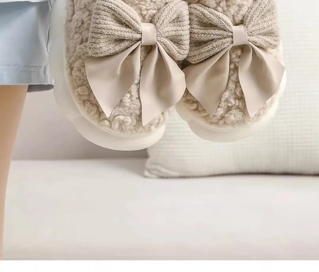 Autumn and Winter Indoor Warm Toe-Cap Cotton Slippers for Women Thick-Soled Home Pair of Plush Fashionable Versatile Slippers for Women — feature 10