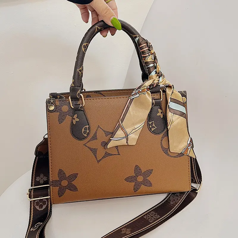 Vintage Monogram Tote Bag for Women Large Capacity Shoulder Bag - Image 4