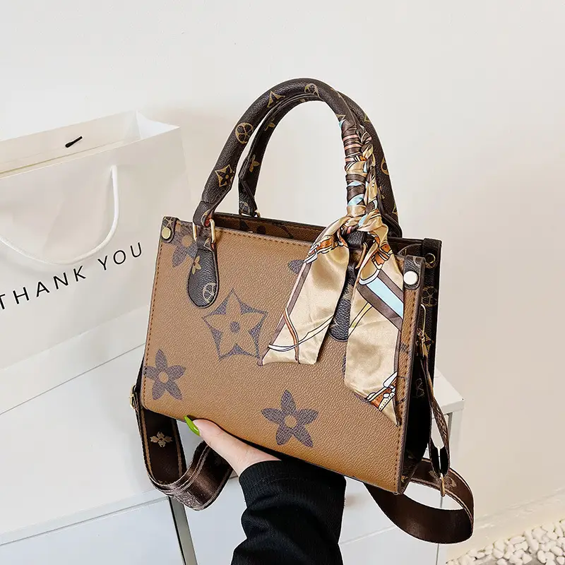 Vintage Monogram Tote Bag for Women Large Capacity Shoulder Bag - Image 5