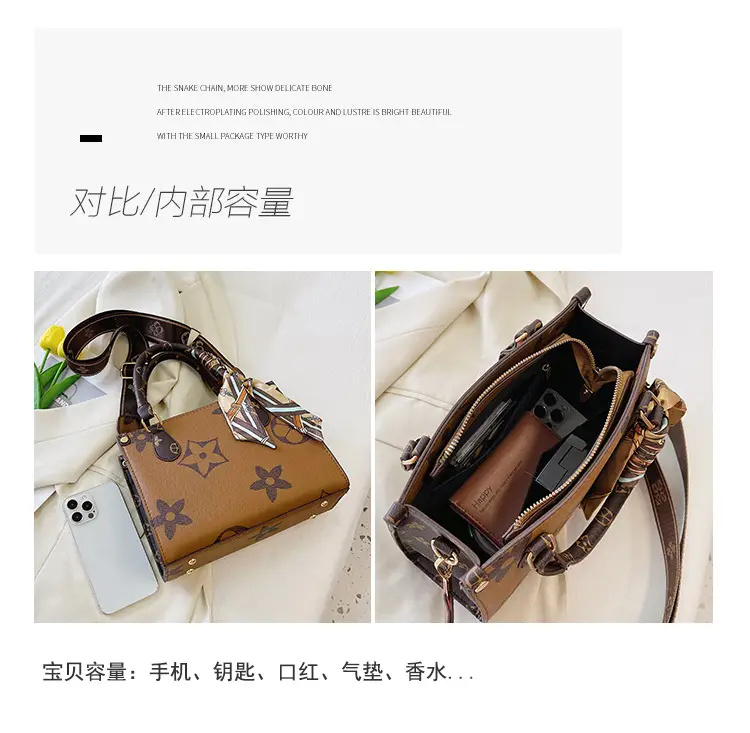 Vintage Monogram Tote Bag for Women Large Capacity Shoulder Bag — feature 13