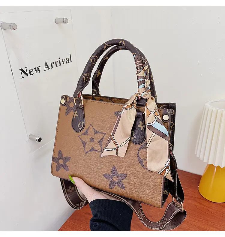 Vintage Monogram Tote Bag for Women Large Capacity Shoulder Bag - Image 2