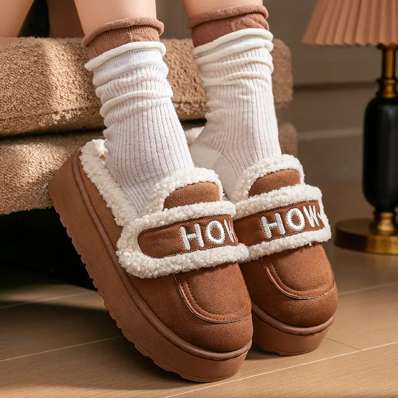 Winter Fleece-Lined Birkenstock Shoes for Women, Thick-Soled Cotton Slippers, Non-Slip Home Indoor Slippers, Autumn and Winter Warm Wool Slippers - Image 8