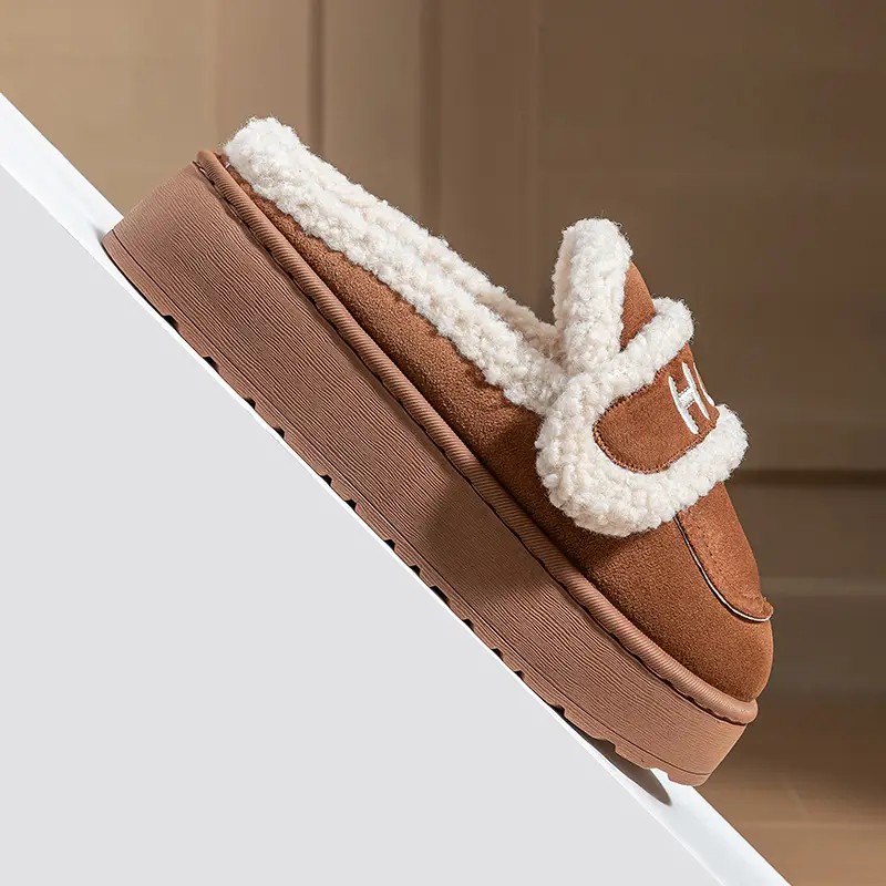 Winter Fleece-Lined Birkenstock Shoes for Women, Thick-Soled Cotton Slippers, Non-Slip Home Indoor Slippers, Autumn and Winter Warm Wool Slippers - Image 9
