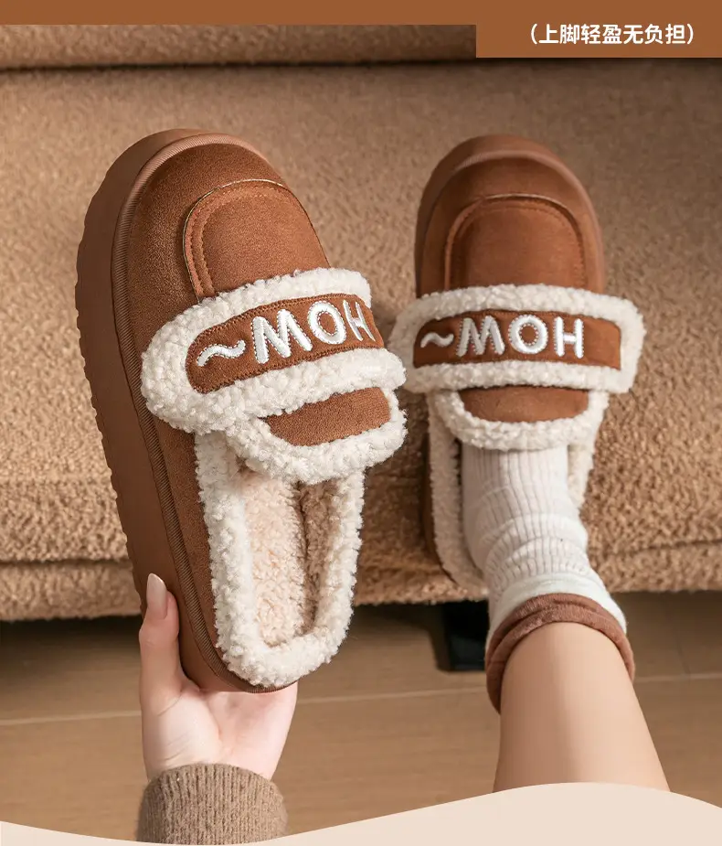Winter Fleece-Lined Birkenstock Shoes for Women, Thick-Soled Cotton Slippers, Non-Slip Home Indoor Slippers, Autumn and Winter Warm Wool Slippers — feature 3